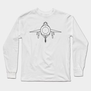 English Electric Lightning fighter aircraft outline graphic (black) Long Sleeve T-Shirt